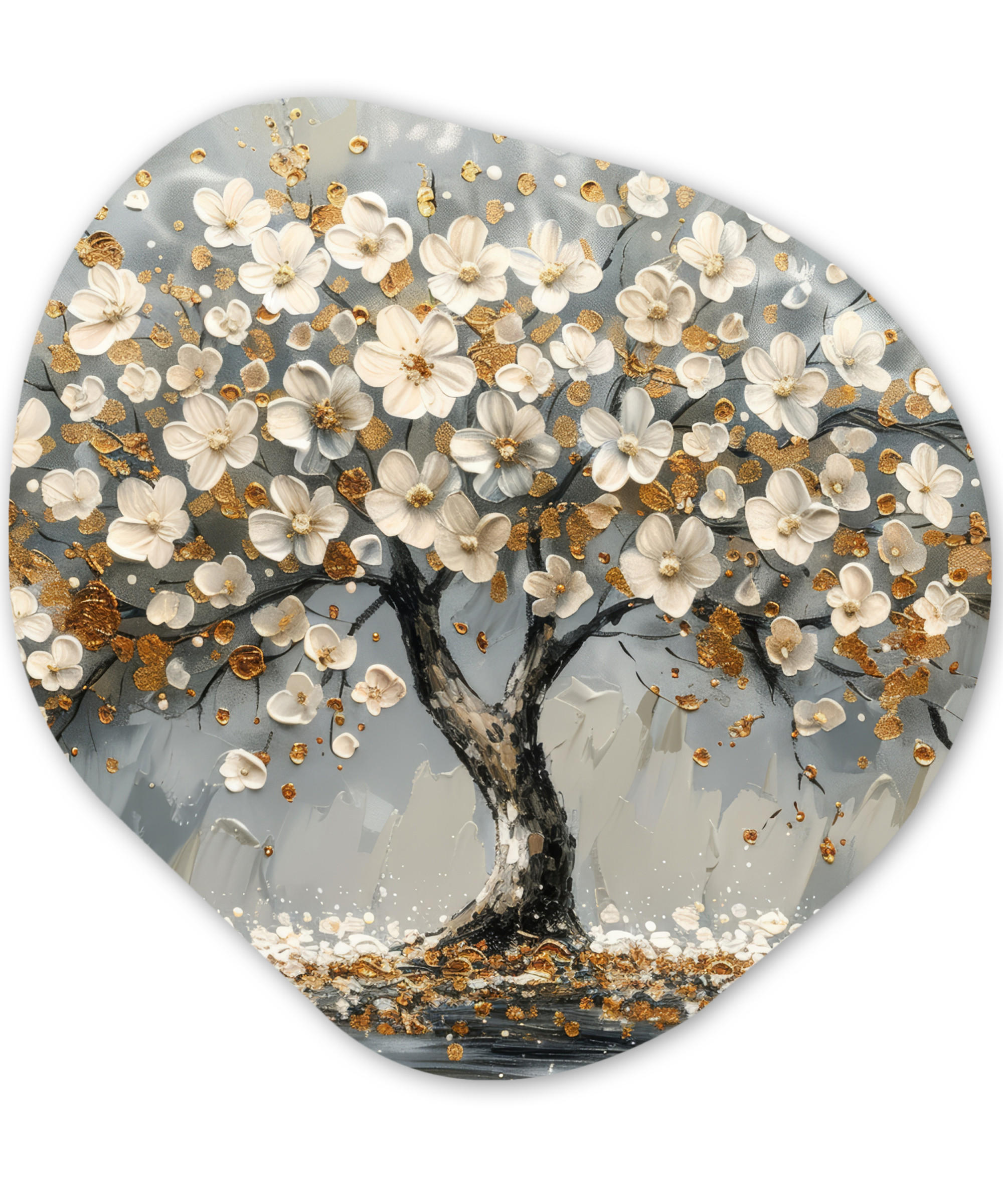 WANDBILD Baum - Gold - Blumen - Abstrakt - Kunst 60x60 cm - Goldfarben, Kunststoff (60/60cm) - MuchoWow