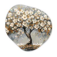 WANDBILD Baum - Gold - Blumen - Abstrakt - Kunst 40x40 cm - Goldfarben, Kunststoff (40/40cm) - MuchoWow