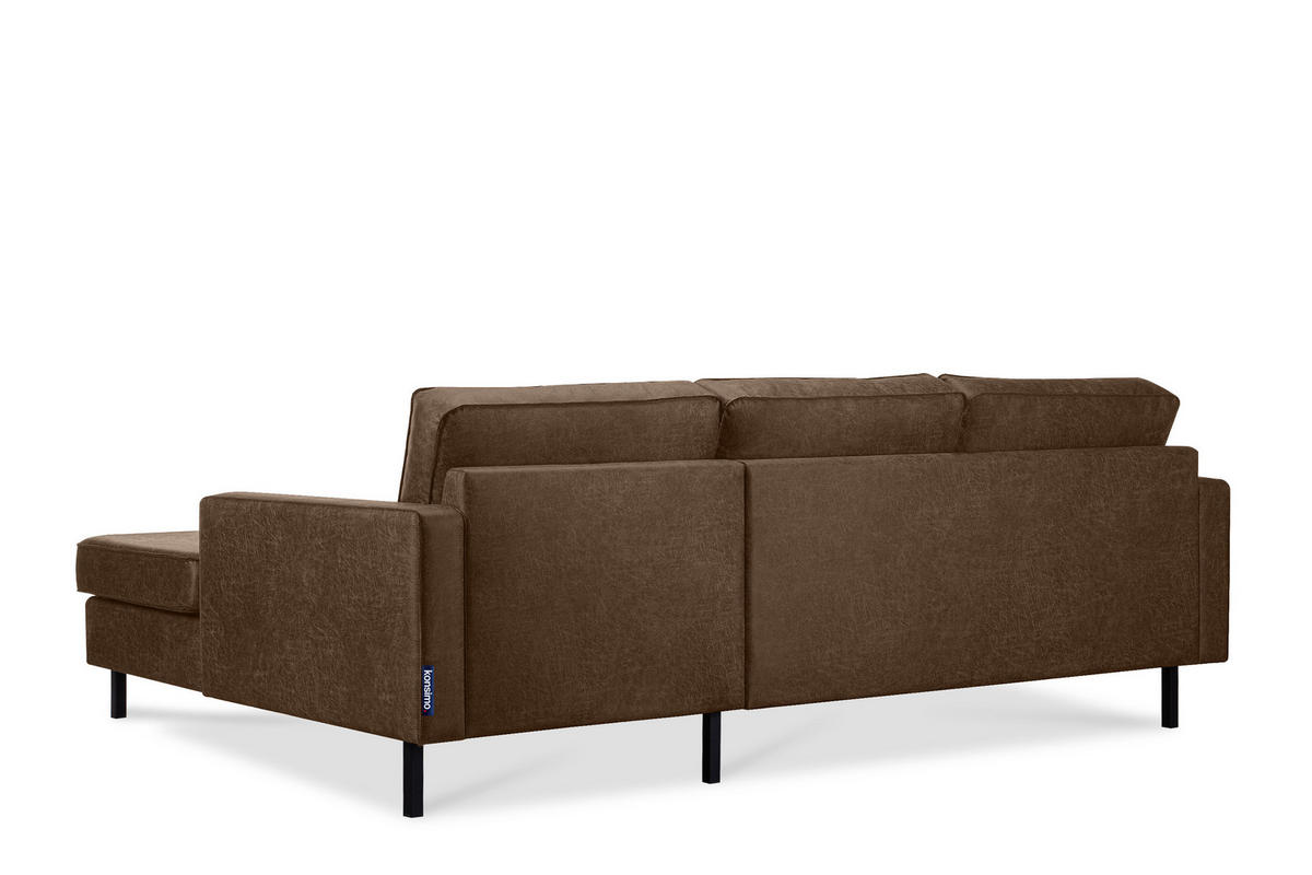 ECKSOFA-RECHTS INVIA mit Armlehnen vintage, Lederoptik-Stoff, dunkelbraun - Dunkelbraun/Schwarz, Textil (234/160cm) - KONSIMO®