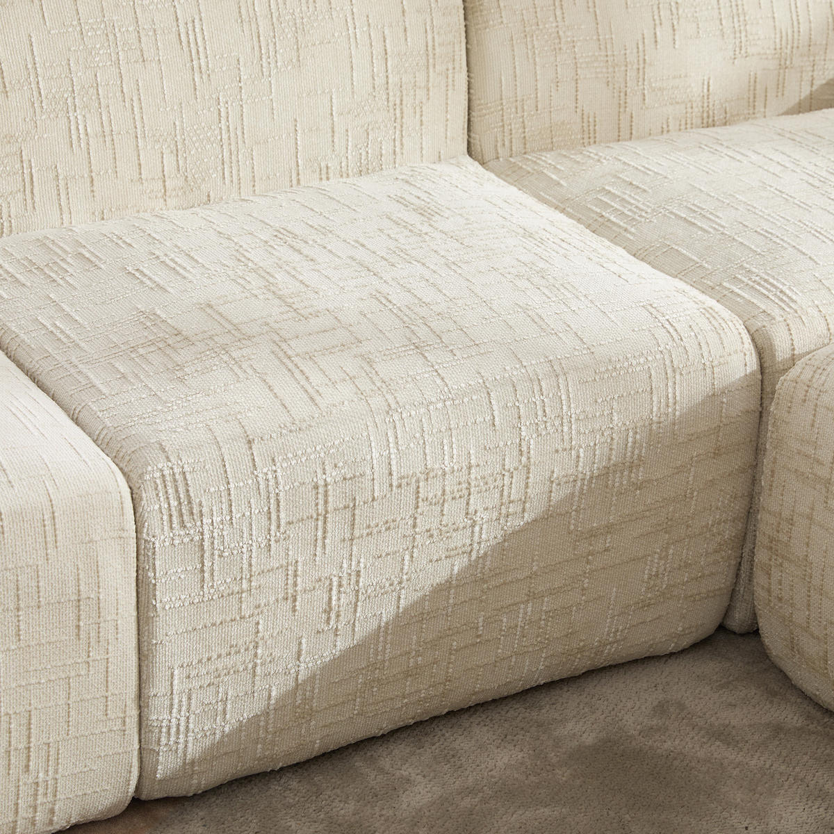 ECKSOFA Chenille Beige - Beige, Textil (269.5/182.5cm) - WISHDOR