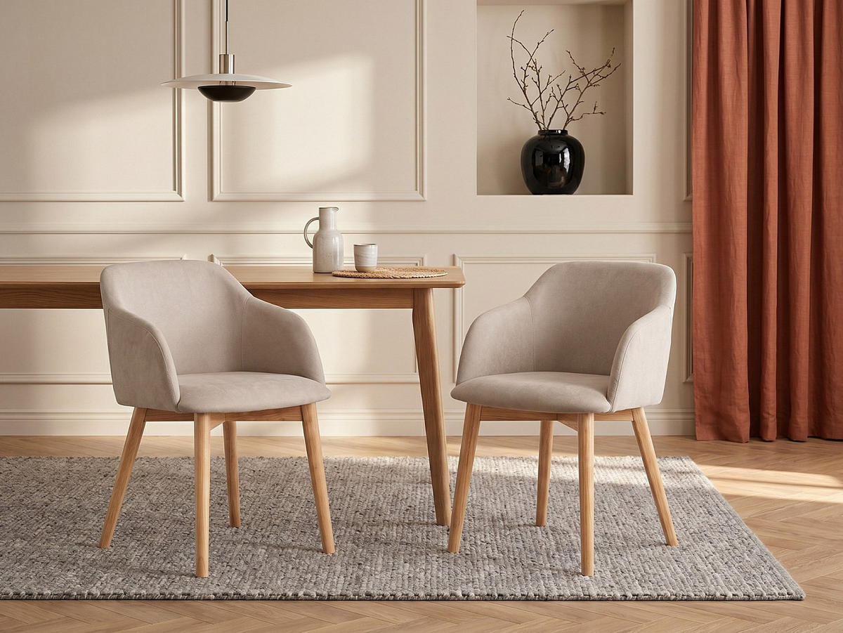 STUHL - 54 cm x 56 cm - Stoff - Cremefarben - JELISA - Creme, Textil (54/79/56cm) - Vente-Unique