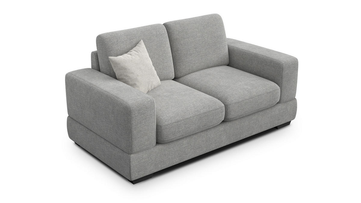 SOFA OTTO 2-Sitzer, grau - Schwarz/Grau, Holz/Textil (171/89/98cm) - Courtois Laville