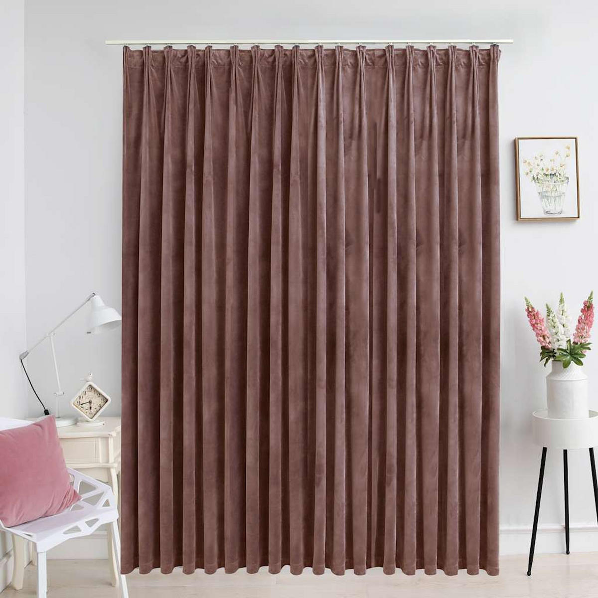 VERDUNKELUNGSVORHANG Mit Haken Samt Antik-Rosa 290/245 Cm - Pink, Textil (290/245/1cm) - vidaXL