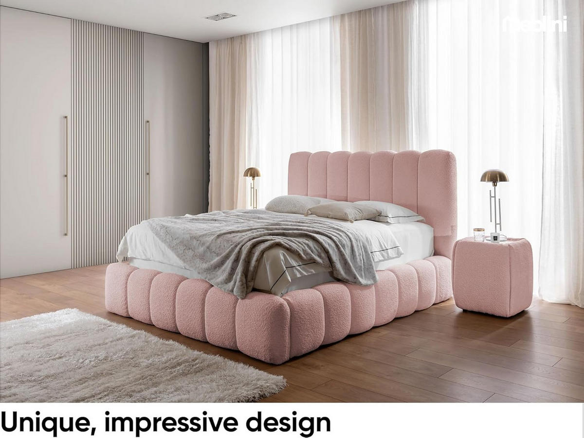 POLSTERBETT Carlos - Rosa, Textil (140/200cm) - Meblini