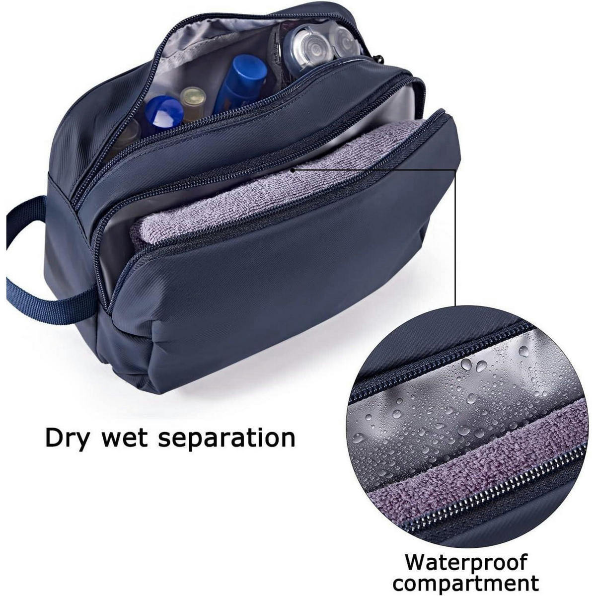 KULTURBEUTEL Herren Wasserabweisend Blau - Dunkelblau, Kunststoff (11/16/26cm)
