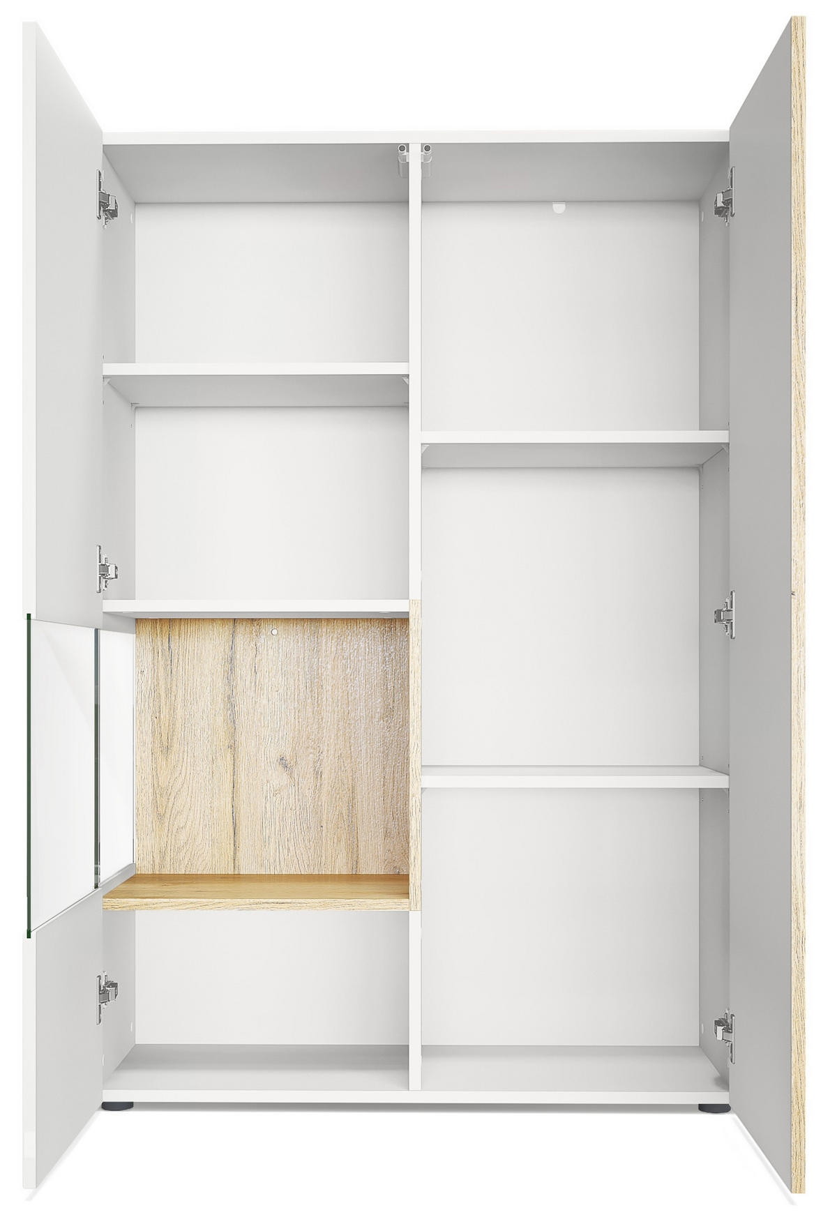 VITRINE Morena Einsatz in Weiß Hochglanz - Weiß Hochglanz, Holzwerkstoff (91.5/136.5/37cm) - Vladon