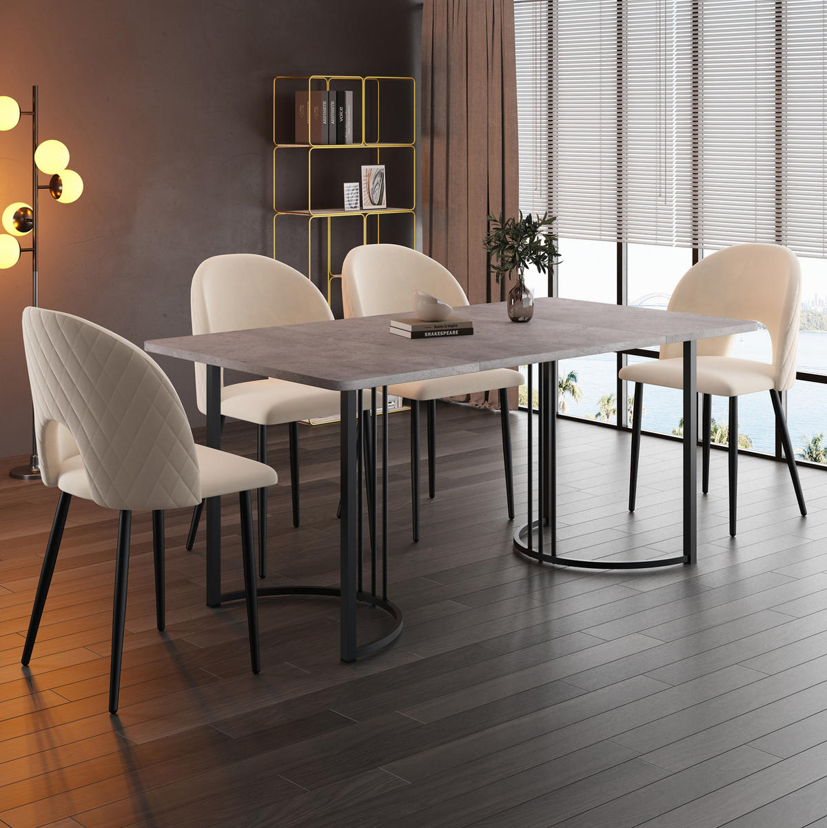 ESSTISCH, MDF mit Marmor-Muster & Metallgestell, 140/80/75 cm, Grau - Grau, Holzwerkstoff (140/80/75cm) - Redom
