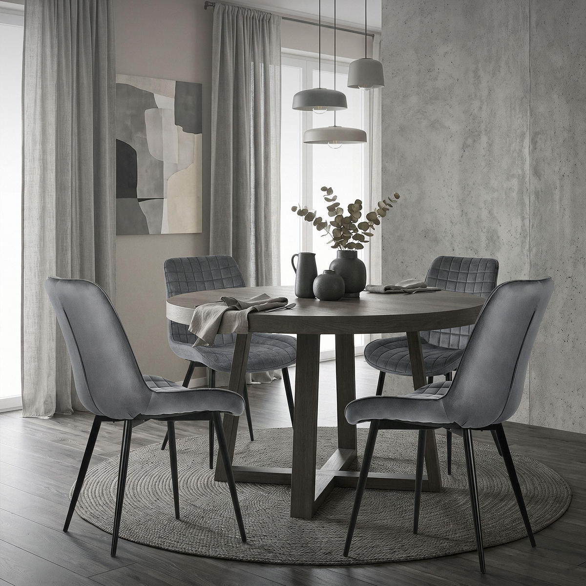 JÍDELNÍŽIDLA, SADA 2 KS, antracitový samet - černá/tmavě šedá, kov/textil (52/89/60cm) - ML-DESIGN