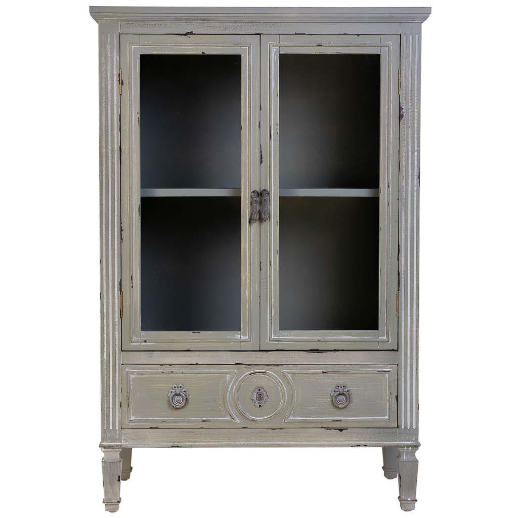 VITRINE aus Holz mit grauer Schublade 80x42x120 cm - Grau, Holz (80/120/42cm) - Wanderlust