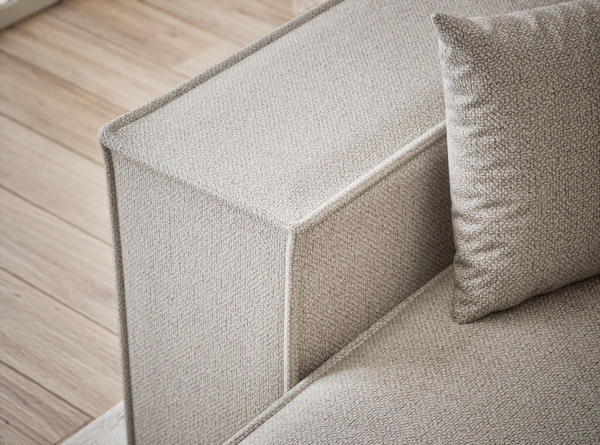 ECKSOFA MIT SCHLAFFUNKTION Zaya Seidengrau Webstoff - Beige/Schwarz, Holz/Holzwerkstoff (255/148cm) - Maison de Reve