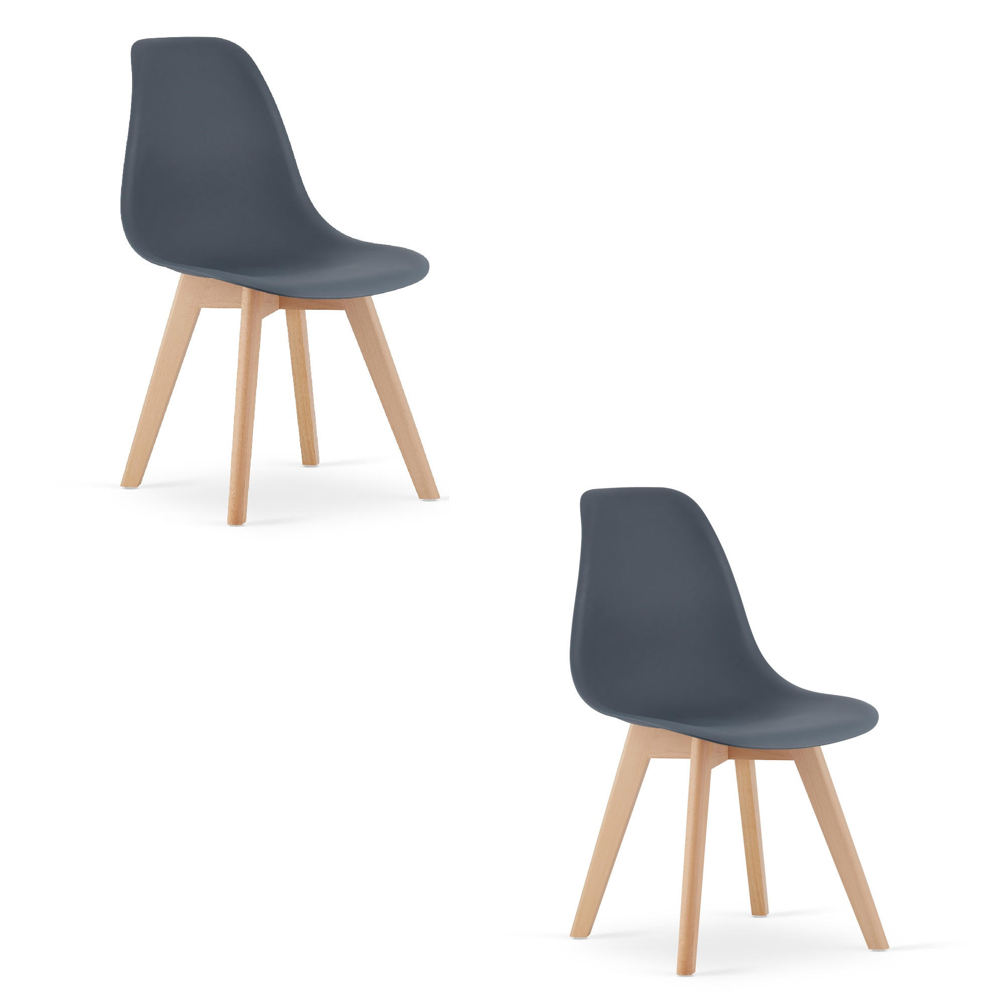 ESSZIMMERSTUHL 2-er Set KITO Sitzfläche aus dunklem Schiefer, Beine aus dunklem Schiefer - Schieferfarben, Kunststoff (46/80/54.5cm) - Valora