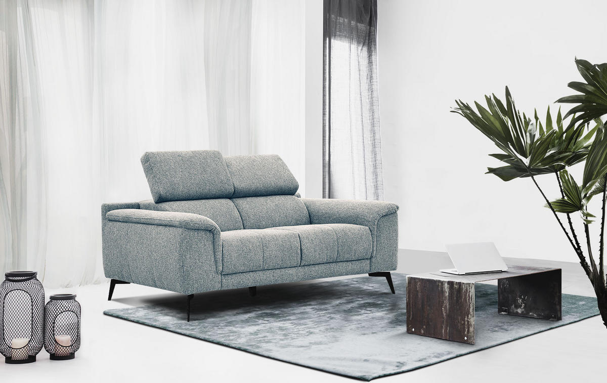 SOFA FIERO 2-Sitzer, mintgrün - Schwarz/Mintgrün, Holzwerkstoff/Textil (170/82/103cm) - Courtois Laville