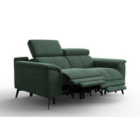 SOFA RELAX FIERO 2-Sitzer, Grüner Veloursstoff - Schwarz/Grün, Holz/Textil (170/82/103cm) - Courtois Laville