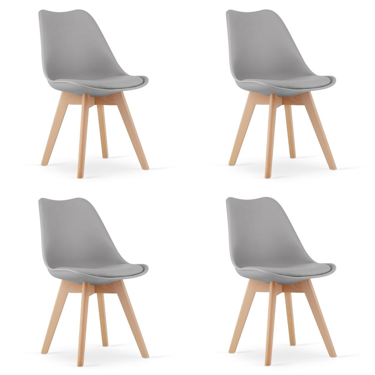 ESSZIMMERSTUHL 4-er Set RIKX grauer Sitz, Graue Beine - Grau, Kunststoff (49/82/43cm) - Valora