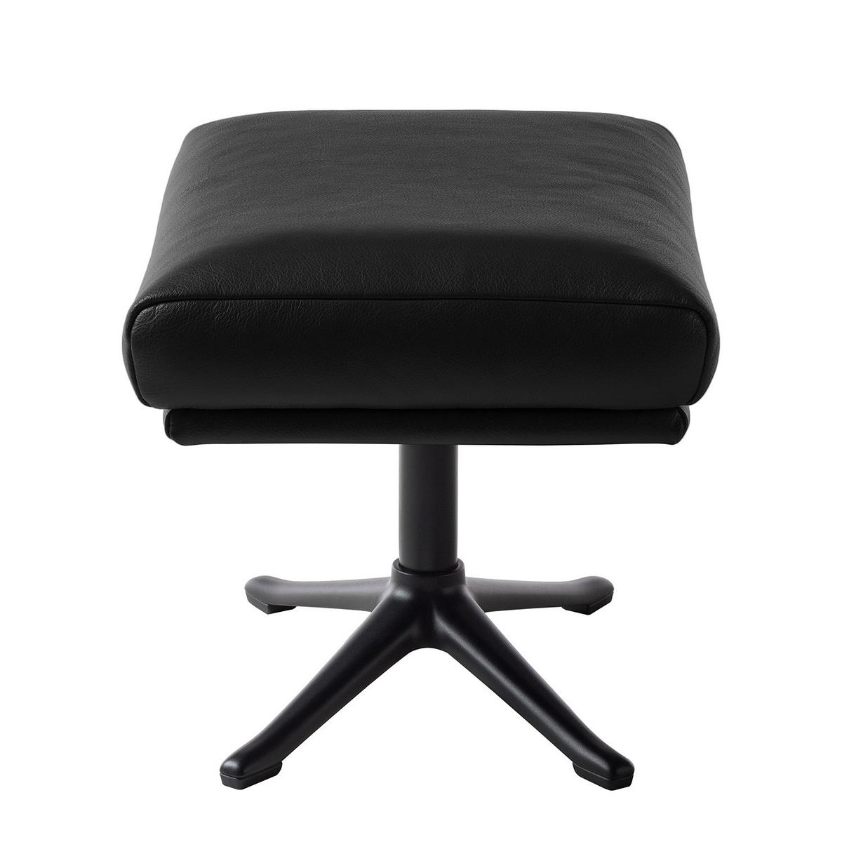 HOCKER mit Kreuzfuß - Schwarz, Leder/Metall (54/41/41cm) - home24