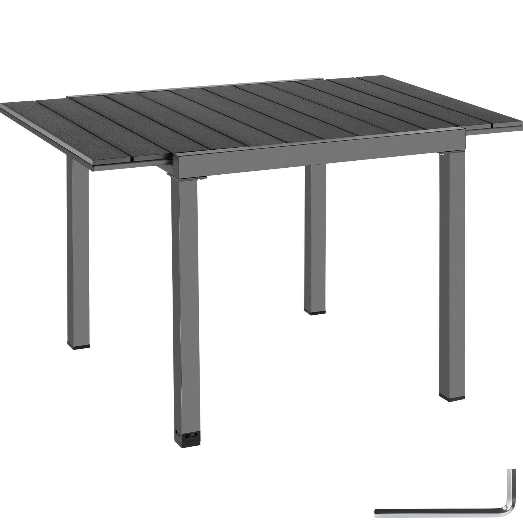 GARTENTISCH Inca, 80–120 x 80 x 74 cm, schwarz - Schwarz, Kunststoff (120/80/74cm) - tectake
