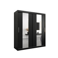 SCHWEBETÜRENSCHRANK 200/180/62 2-türig - Silberfarben/Schwarz, Holz/Kunststoff (180/200/62cm) - MÖBEL KRYSPOL