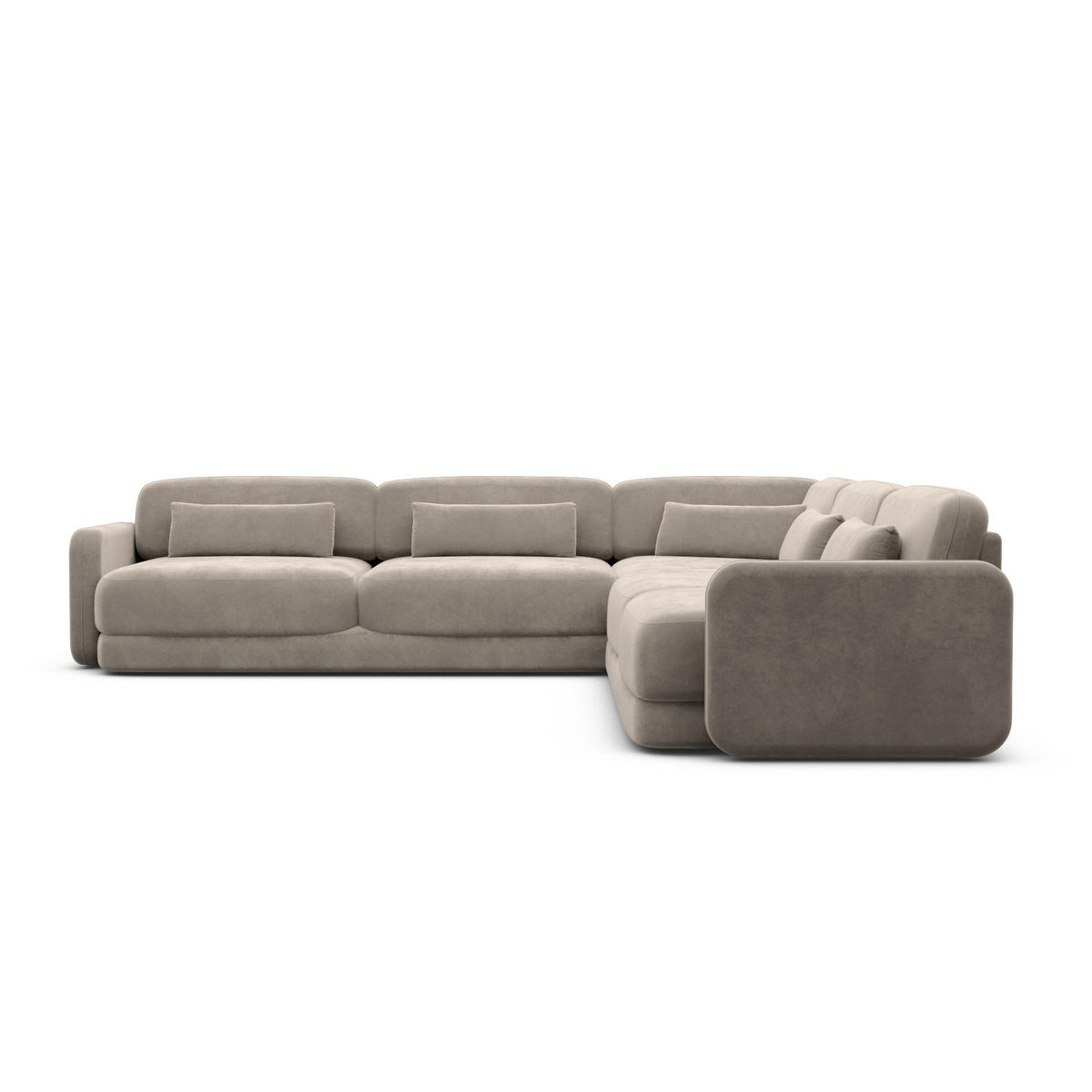 ECKSOFA Valencia L Form Samtstoff Grau - Grau, Textil (229/229cm) - Sofa Dreams