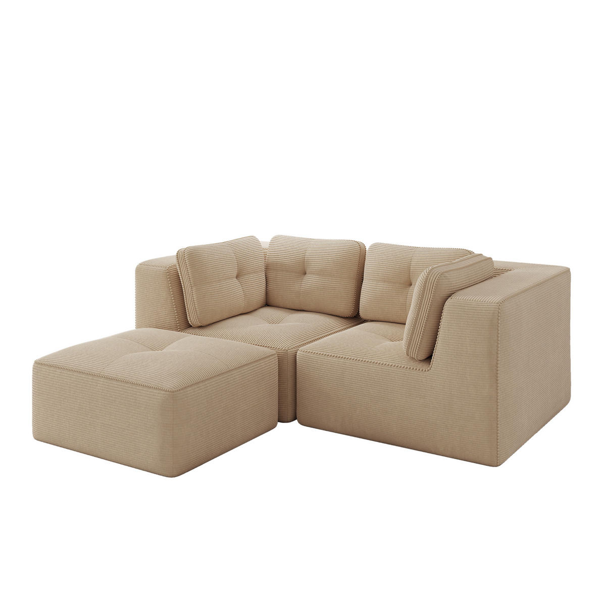 ECKSOFA modular Cord Beige - Beige, Kunststoff (177/208cm) - Meubliv