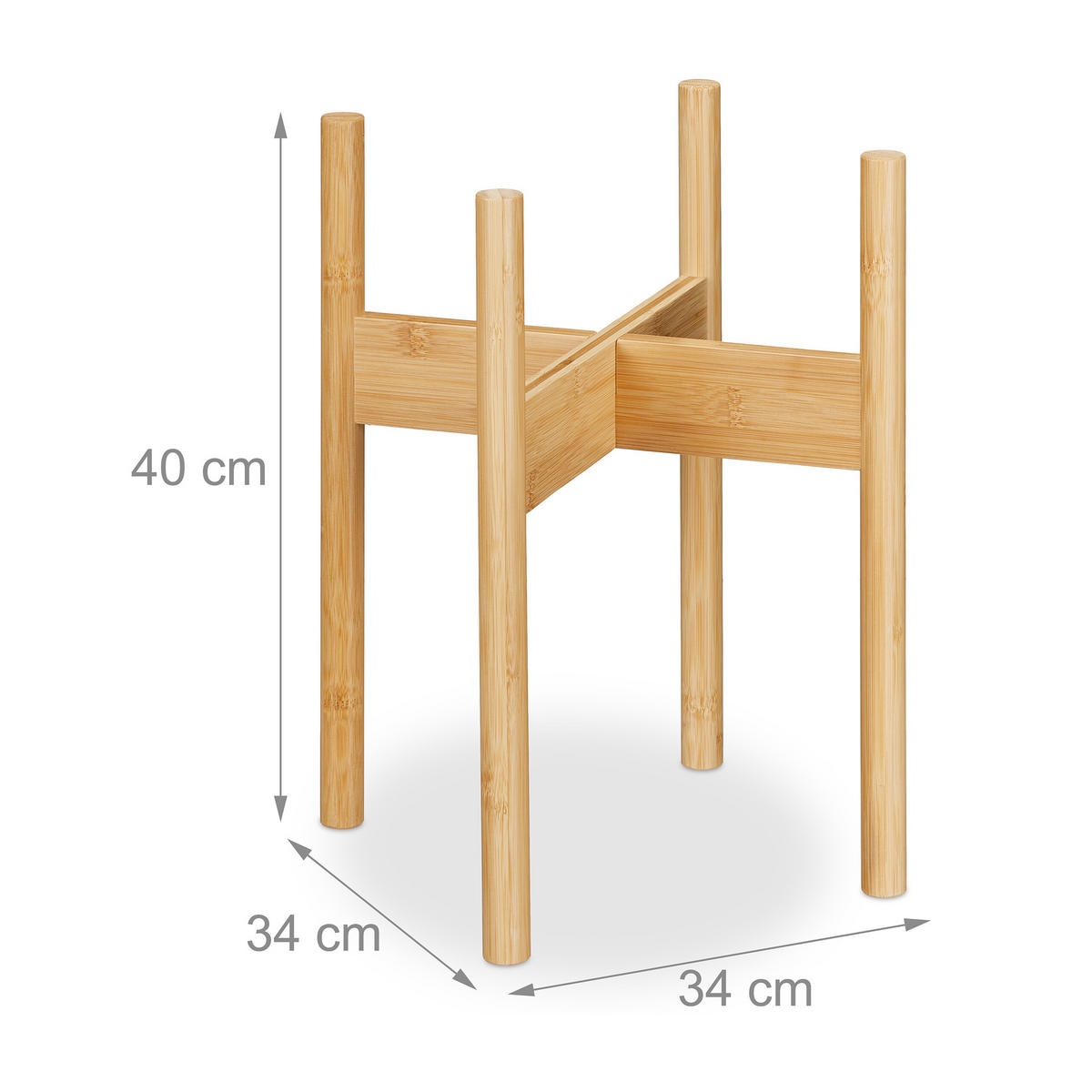 3XPFLANZENSTÄNDER - Hellbraun, Holz (34/40/34cm) - Relaxdays
