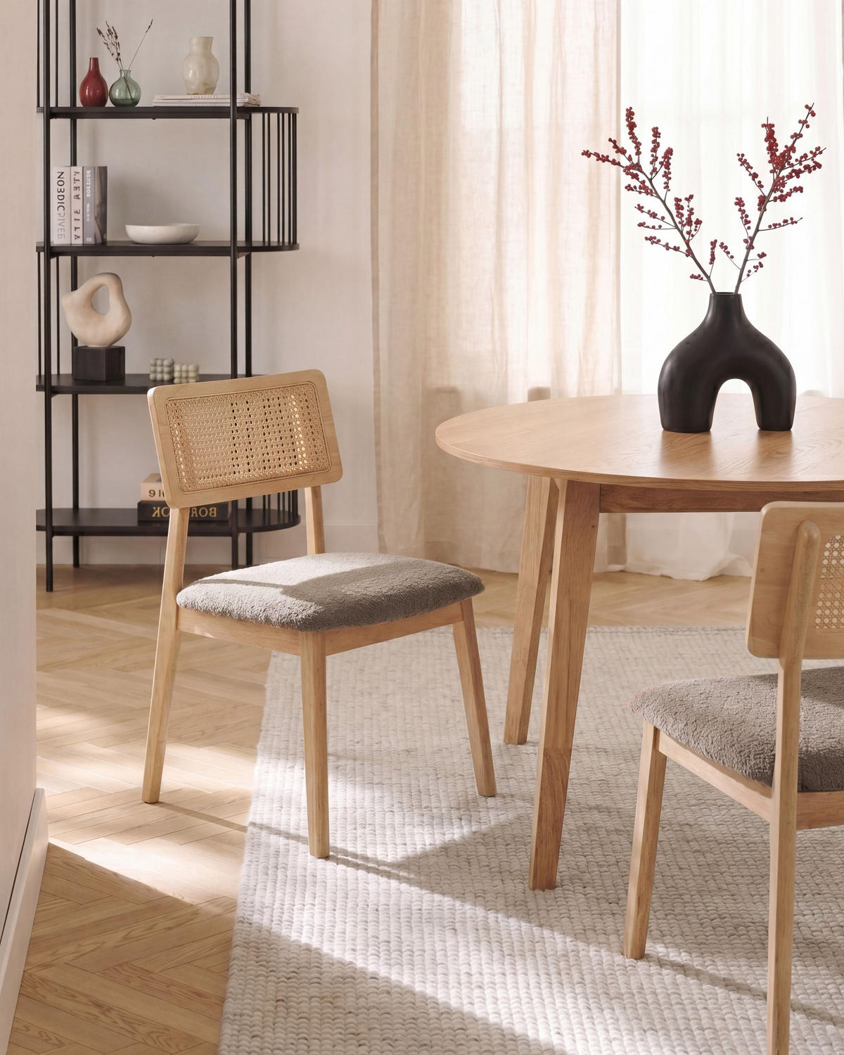 ESSZIMMERSTUHL 2er Set Holz Hellbraun/Taupe Embar - Hellbraun, Holz (50/86/52cm) - Beliani