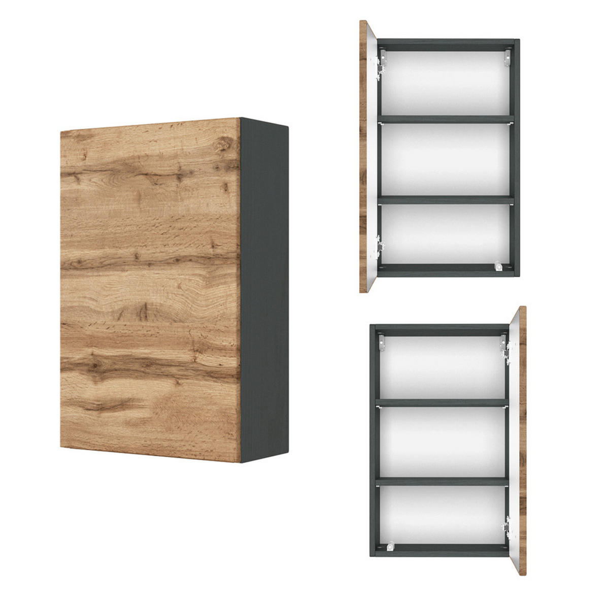 BADMÖBEL-SET 5-TLG. Lauria-03 - Braun, Holzwerkstoff (190/200/49cm) - Lomado