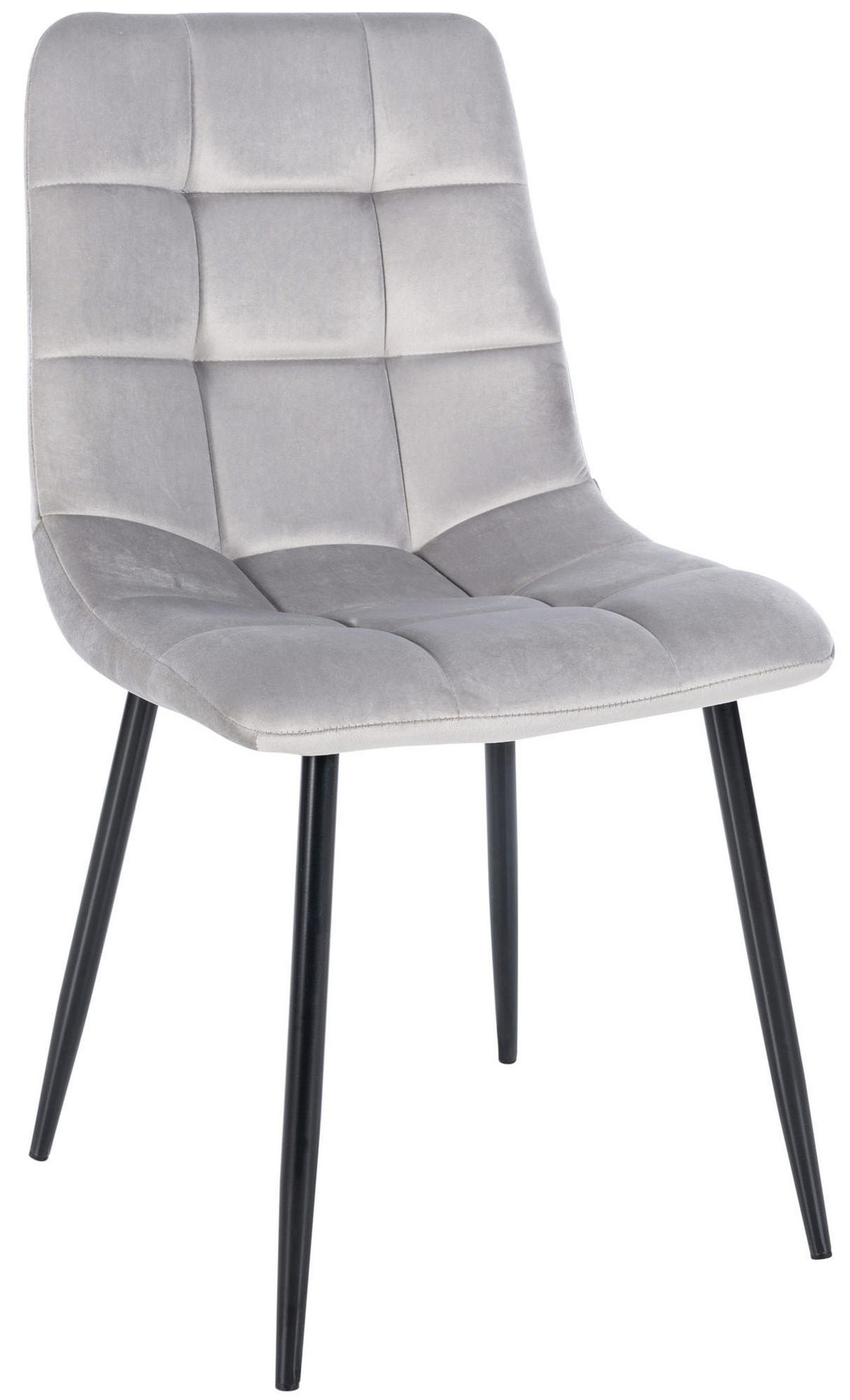 ESSZIMMERSTUHL Atina Samt, Gestell Metall Schwarz Grau - Schwarz/Grau, Textil/Metall (45/84/55cm) - TPFLiving