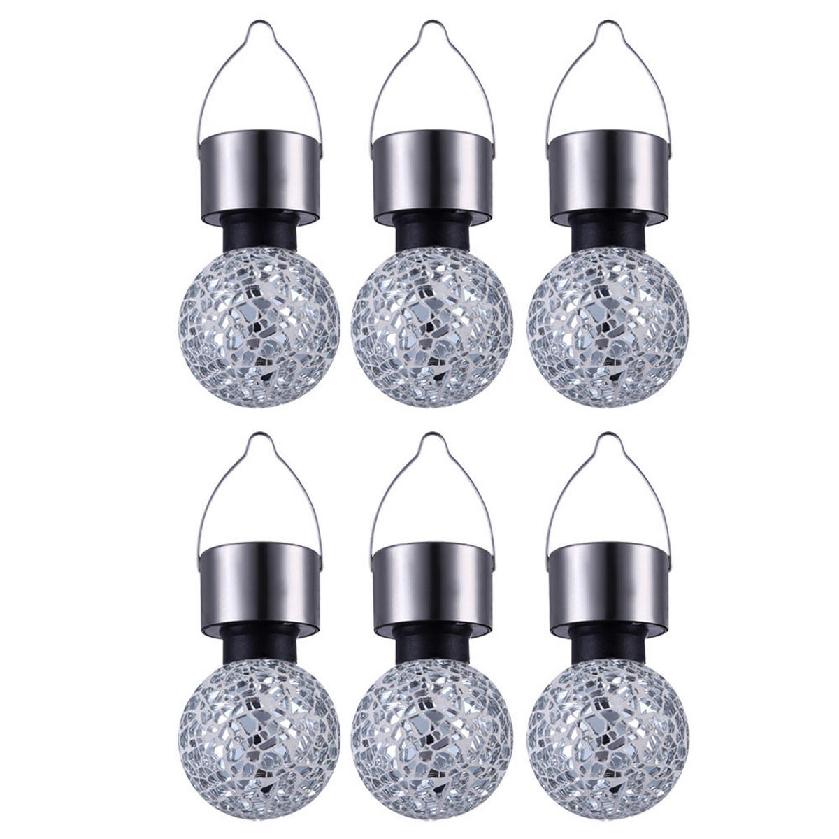 LED AUSSENLEUCHTE Kugel Mosaik Silber 6er Set - Silberfarben, Metall (6.5/6.5/15.7cm) - Globo Lighting