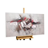 ACRYLBILD HANDGEMALT 140/70 cm - Taupe/Rot, Holz/Textil (140/70cm) - KUNSTLOFT
