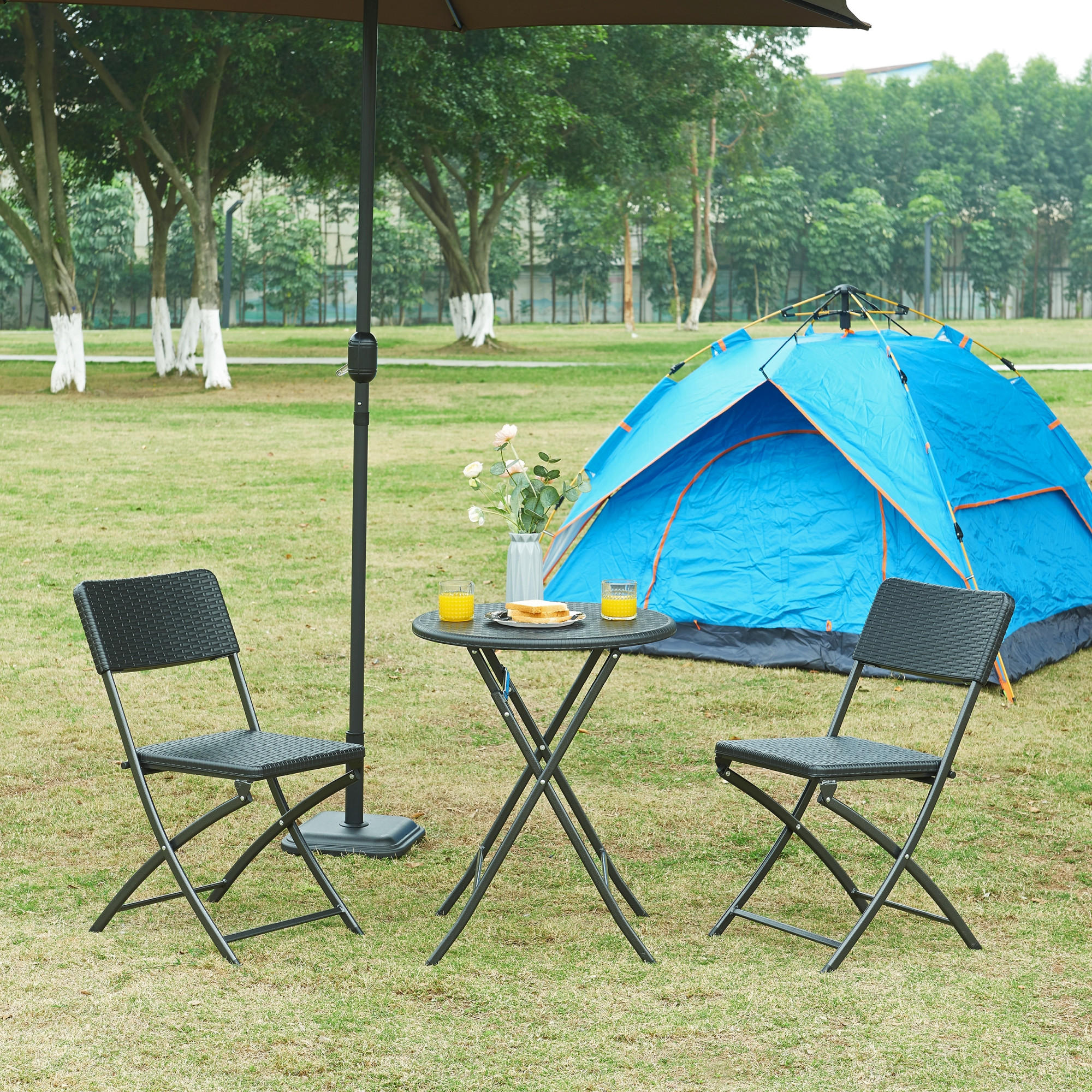 Thumbnail - [en.casa] Klapptisch, Schwarz, Kunststoff, Metall, Rund, 60x74x60 cm, Gartenmöbel, Gartentische, Klapptische Garten