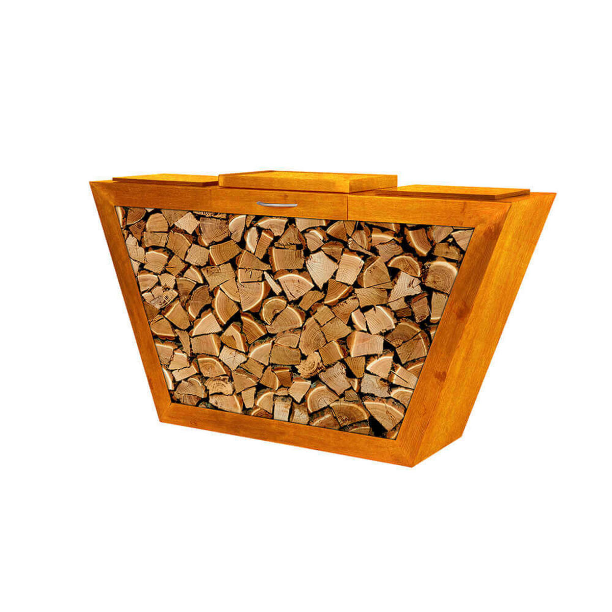 HOLZLEGE PAULO - Orange, Metall (160/85/40cm) - Home Deluxe