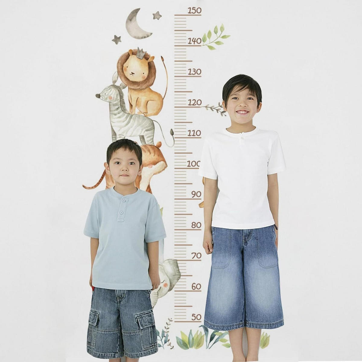WANDAUFKLEBER Größenmesser, Waldtiere, 50-150cm, Kinder - Weiß, Kunststoff (160/1/30cm) - Authentics