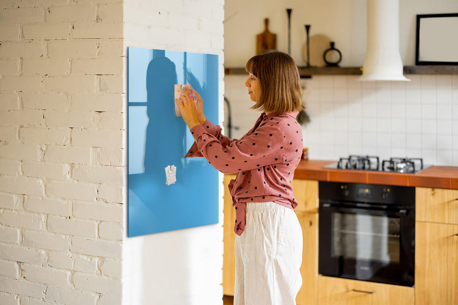 MAGNETTAFEL 70x100 Blau schwarzer Marker - Blau, Glas (70/0.4/100cm) - TULUP