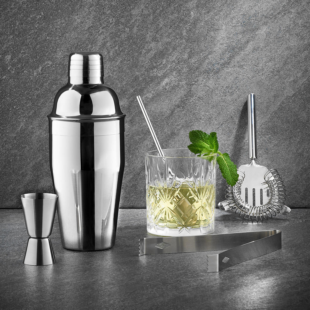 COCKTAIL-SET (5-teilig) Manhattan Lounge - Silberfarben, Metall (27/5/27cm) - Butlers