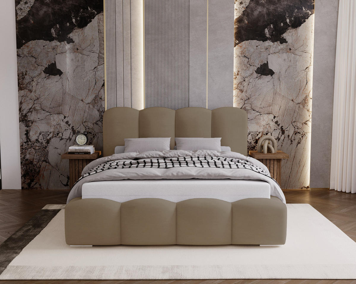 POLSTERBETT 160x200 cm Zenna mit Lattenrost, Bettkasten, Braun - Braun, Holz/Textil (160/200cm) - Emporius