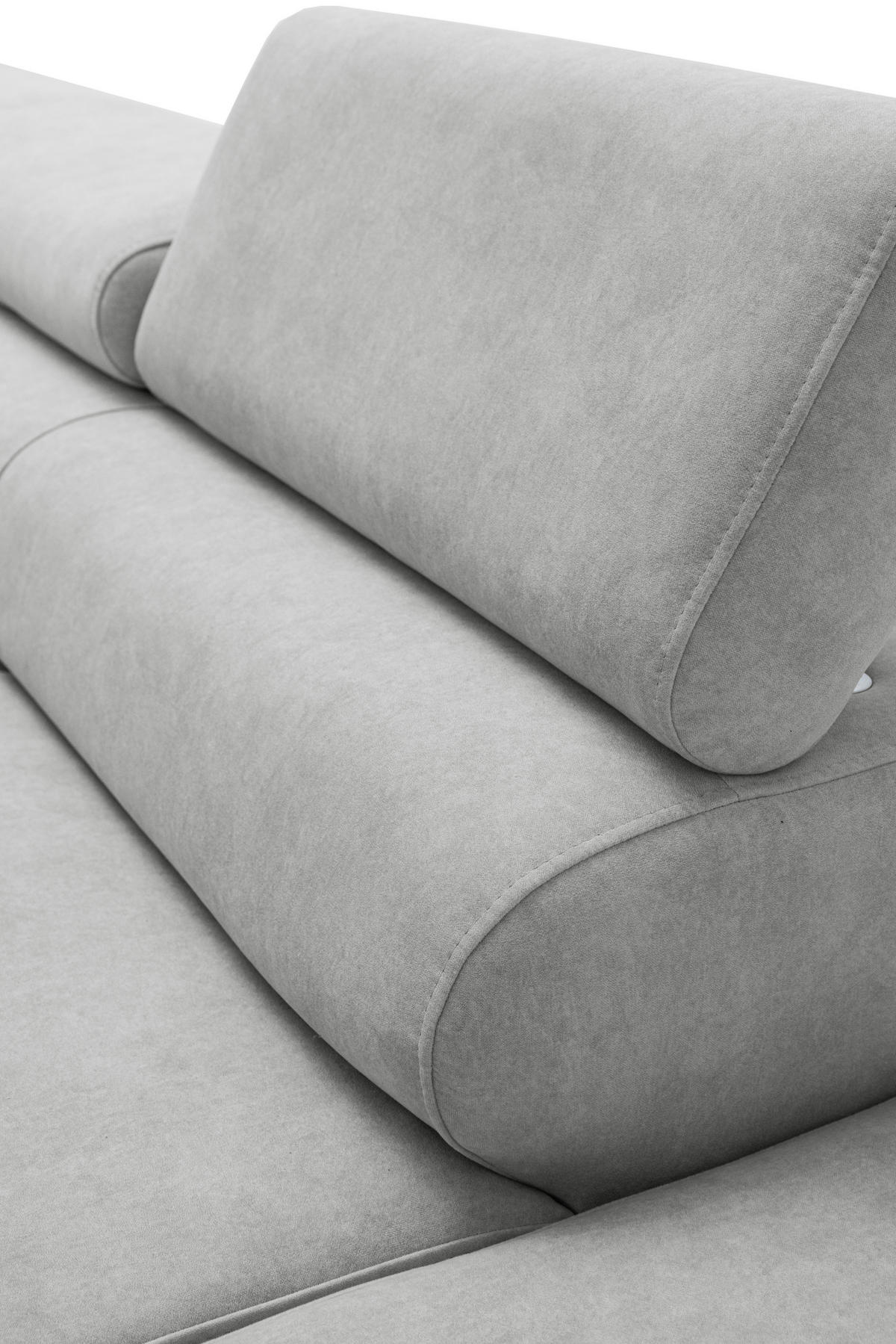 ECKSOFA PRIAM L Links mit Schlaffunktion 125x195 Velours Hellgrau - Hellgrau/Schwarz, Holz/Textil (203/275cm) - Muffo