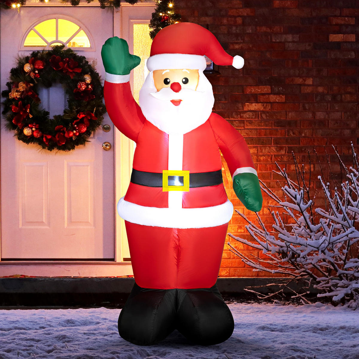 AUFBLASBAR Weihnachtsdeko 1,84 m Weihnachtsmann mit LED-Beleuchtung Gartendeko - Rot, Kunststoff (60/184/88cm) - Outsunny