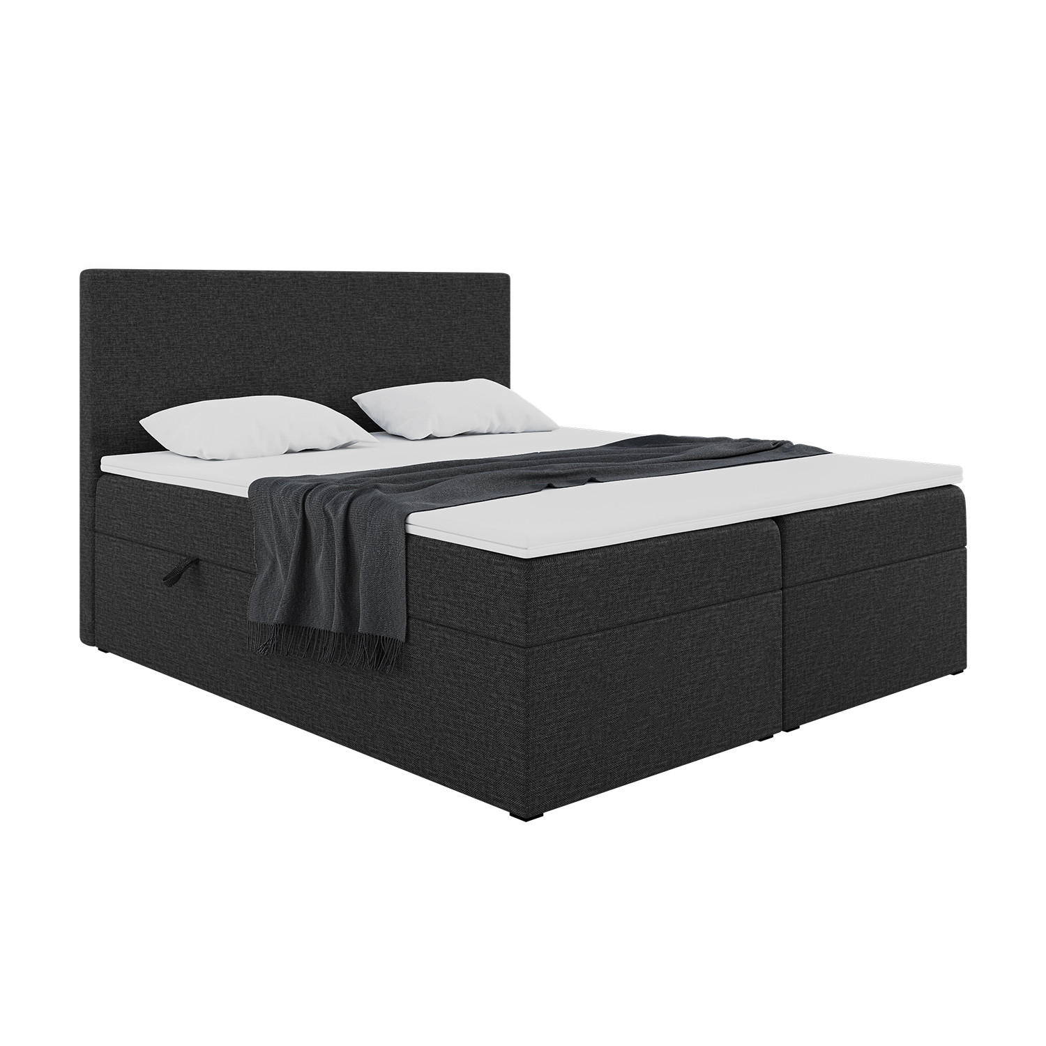 BOXBETT ZLATAN 160x200 cm in Schwarz Webstoff - Schwarz, Holz/Holzwerkstoff (160/200cm) - Meblini