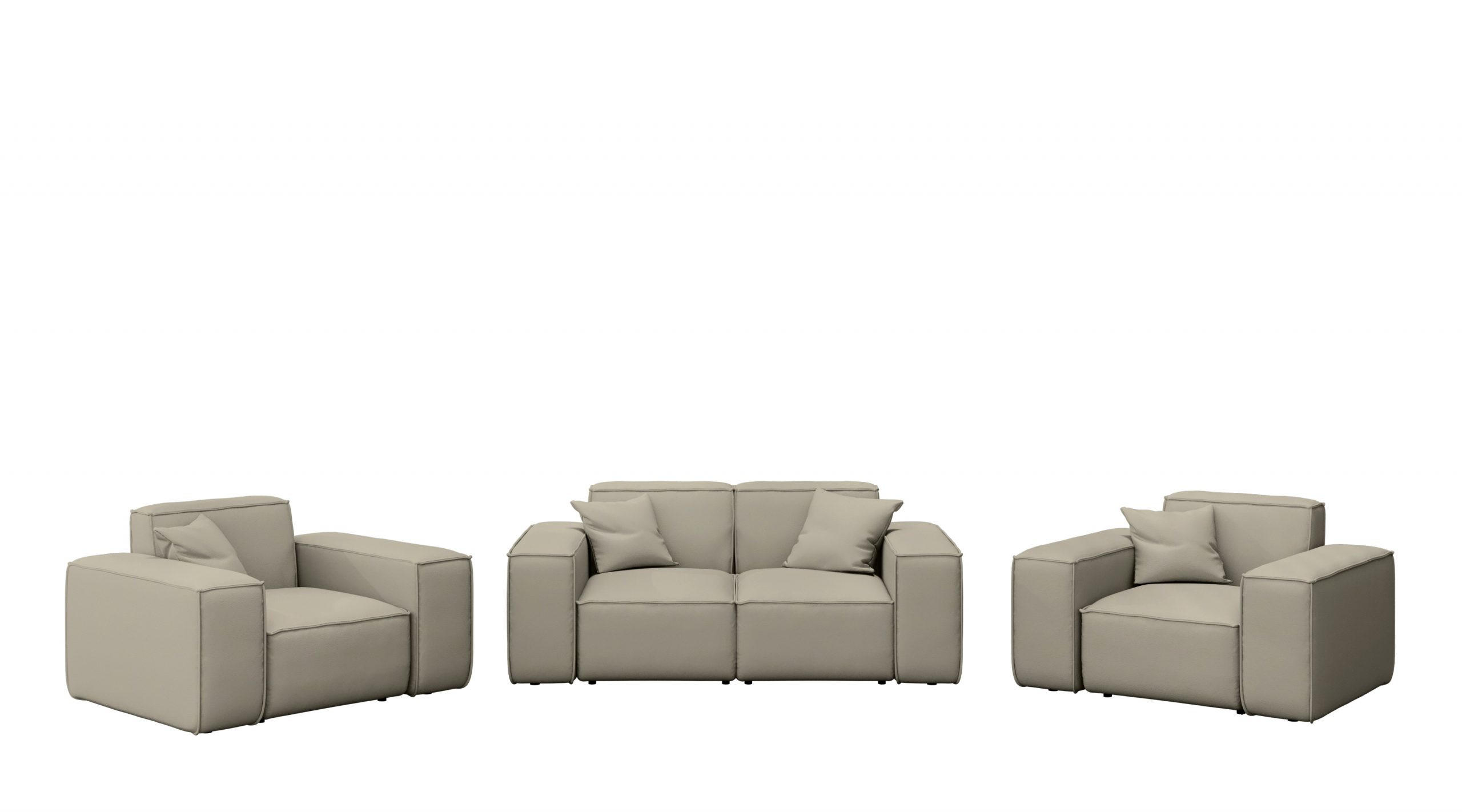 LOUNGEGARNITUR 2 1 1 Gartenmöbel, MALIBU Stoff Odyssey Dunkelbeige - Beige, Holz - Kaiser Möbel