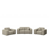 LOUNGEGARNITUR 2 1 1 Gartenmöbel, MALIBU Stoff Odyssey Dunkelbeige - Beige, Holz - Kaiser Möbel