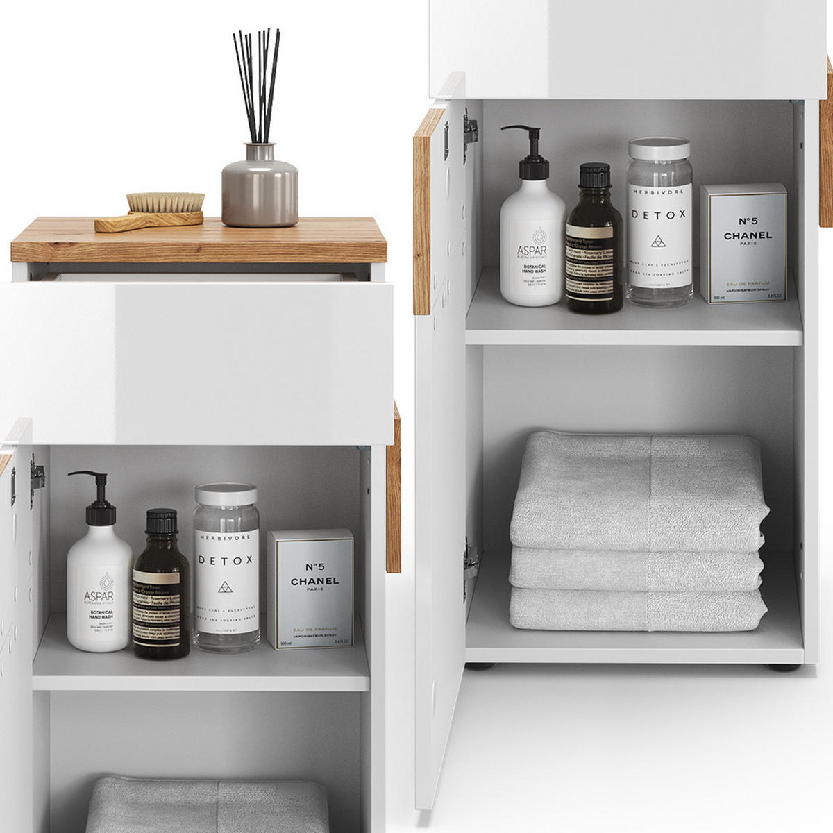 Weiß Hochglanz, Holzwerkstoff (40/84/37cm) - Vicco