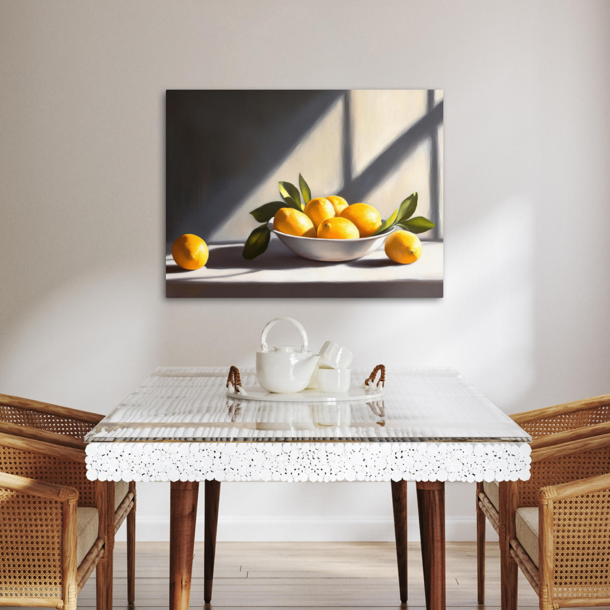 LEINWANDBILD Zitronen - Stilleben - Gelb Wandbilder 80x60 cm - Gelb, Textil (80/60cm) - MuchoWow