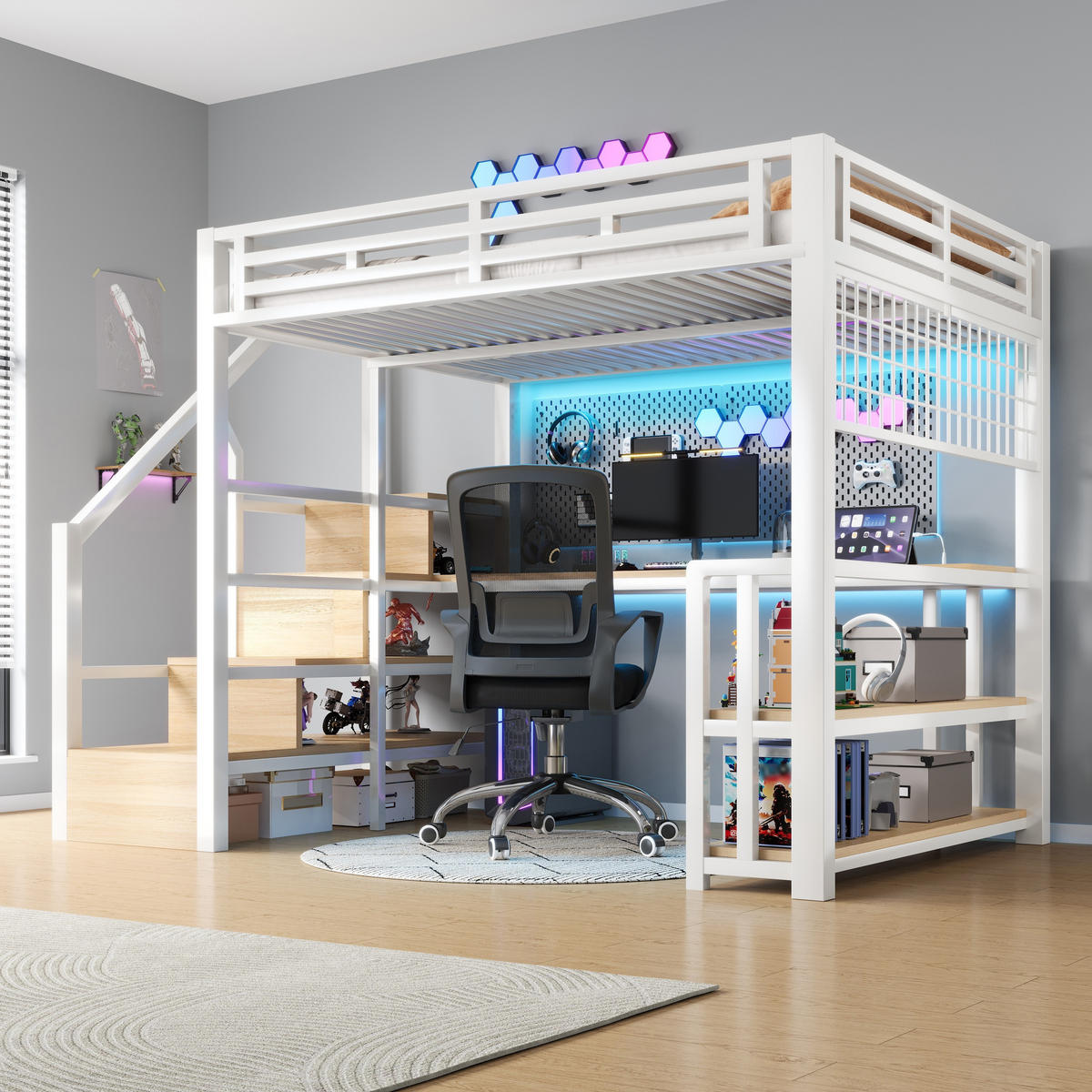 HOCHBETT Eisen 140/200 cm Weiß - Weiß, Metall - Raumix