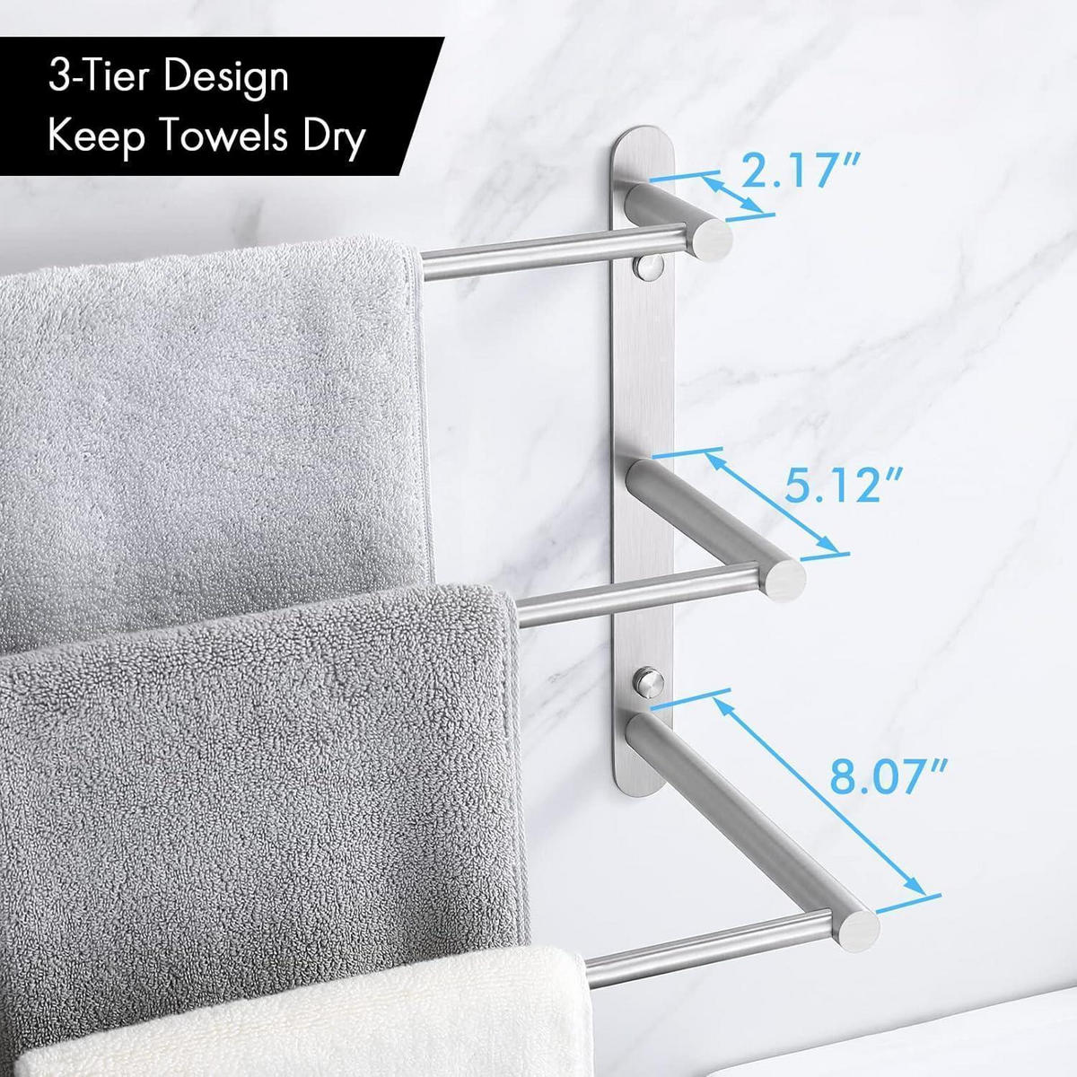 HANDTUCHSTANGE 3-teilig Edelstahl gebürstet 75 cm - Silberfarben, Metall (22.4/31.8/73.2cm)