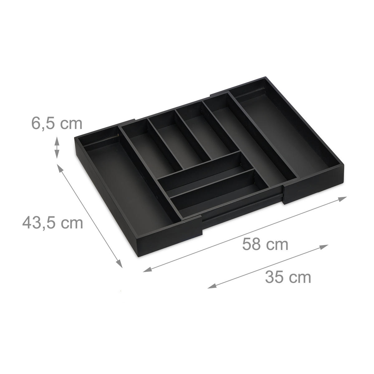 BESTECKKASTEN - Schwarz, Holz/Holzwerkstoff (35/6.5/43.5cm) - Relaxdays