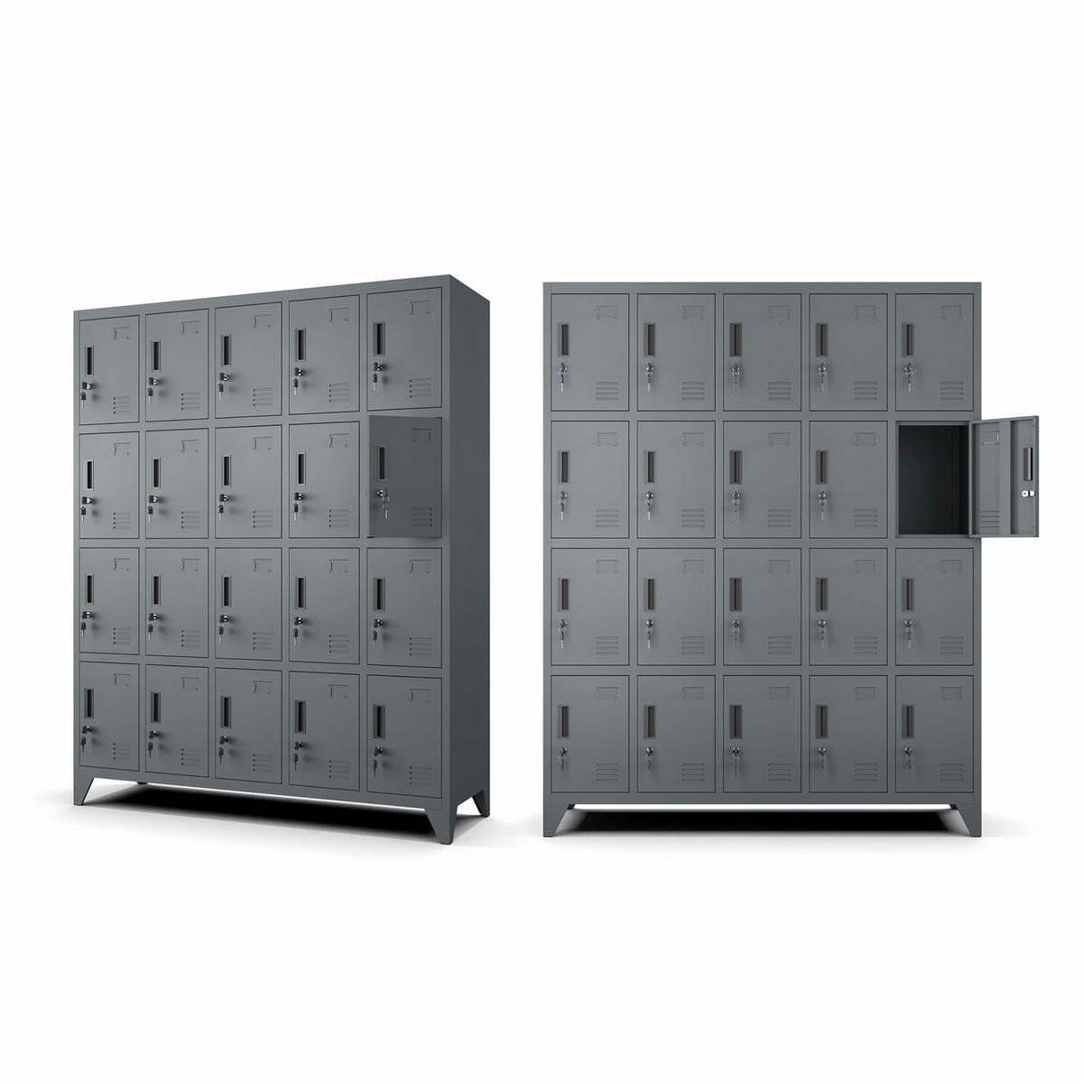 MEHRZWECKSCHRANK aus Metall mit 20 Fächer Anthrazit 136x172x45cm - Anthrazit, Metall (136/172/45cm) - Muralo