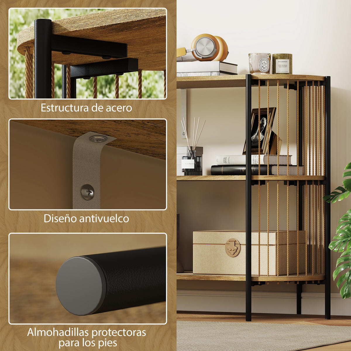 KONSOLENTISCH Naturholz MDF Stahl 1 Stück - Beige, Kunststoff (124/43.5/80cm) - GiPP