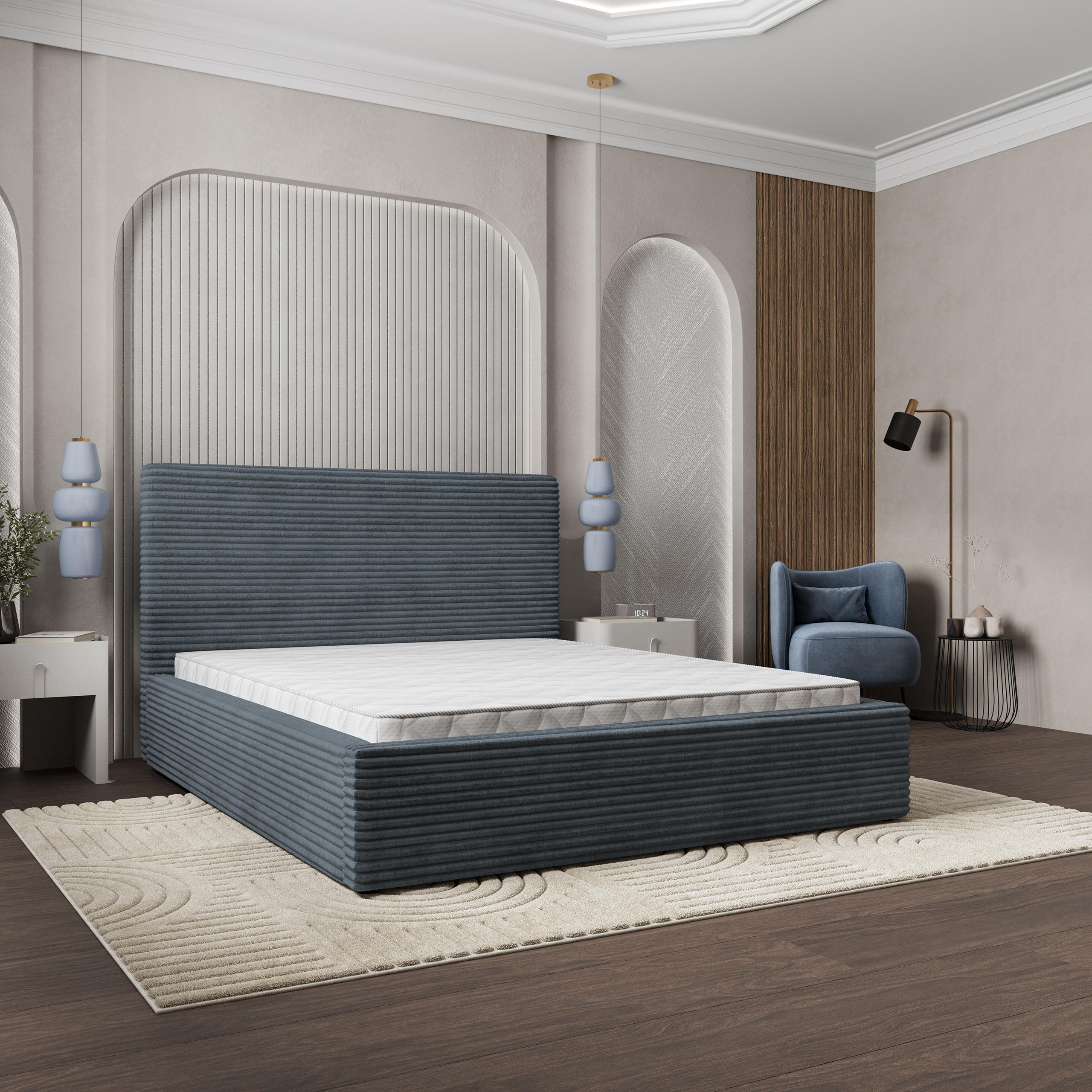 POLSTERBETT MIRETTI 180x200 cm mit Bettkästen - Grau - Grau, Holz (180/200cm) - MASSENO