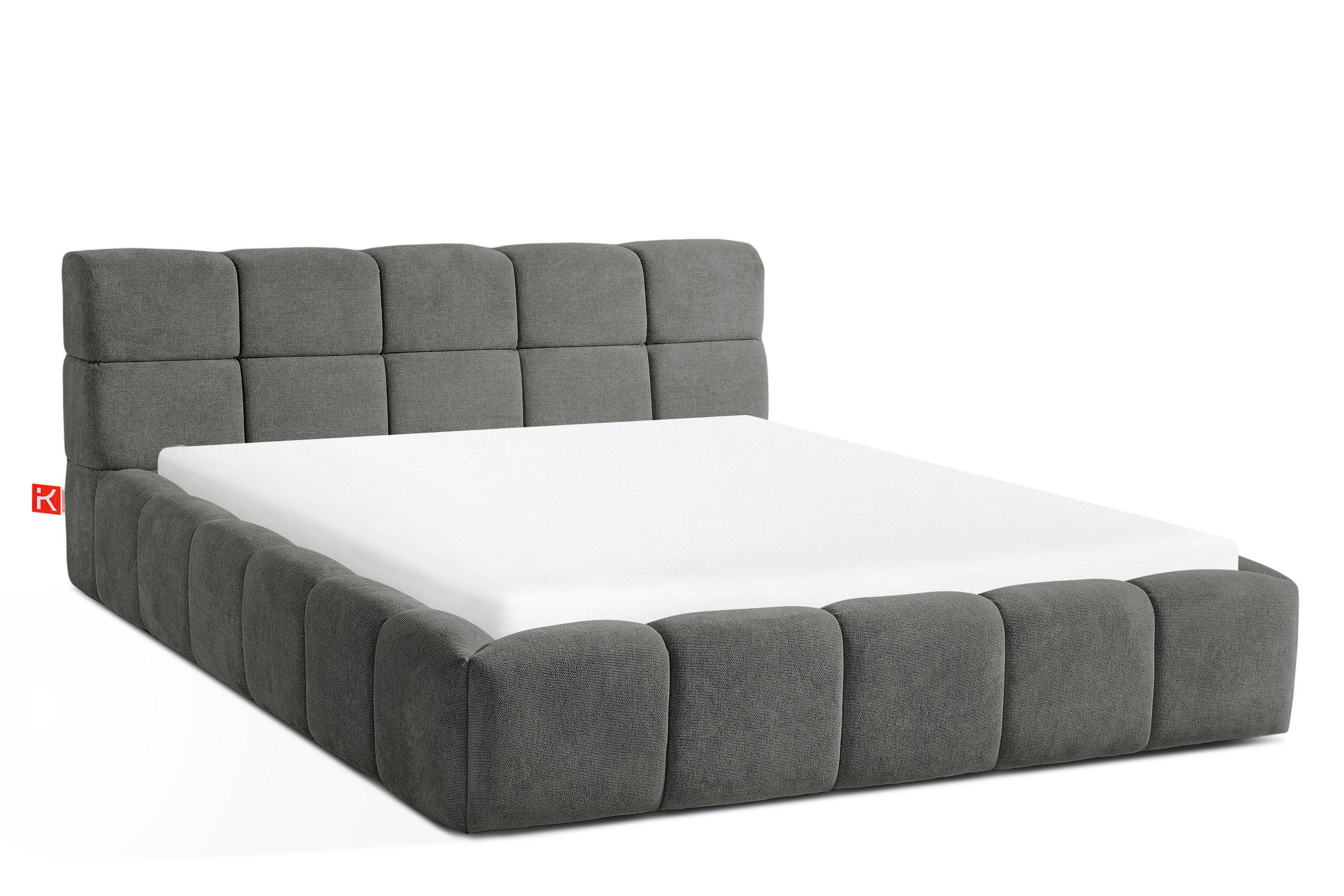 POLSTERBETT AERI 140/160/180/200 mit Rahmen und Bettkasten, grau - Grau, Holz/Holzwerkstoff (160/200cm) - KONSIMO®