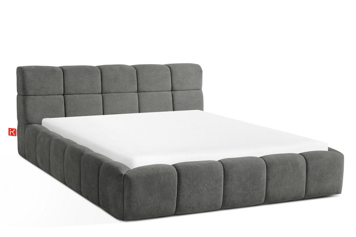 POLSTERBETT AERI 140/160/180/200 mit Rahmen und Bettkasten, grau - Grau, Holz/Holzwerkstoff (160/200cm) - KONSIMO®